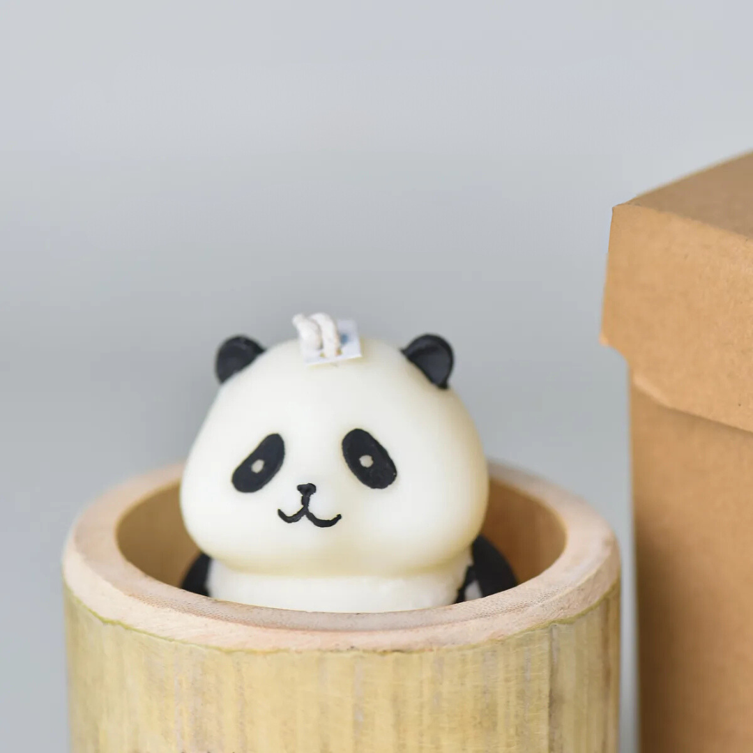 Bamboo Tube Panda Scented Candle - Aromatherapy Gift Set with Soy Wax and Essential Oils