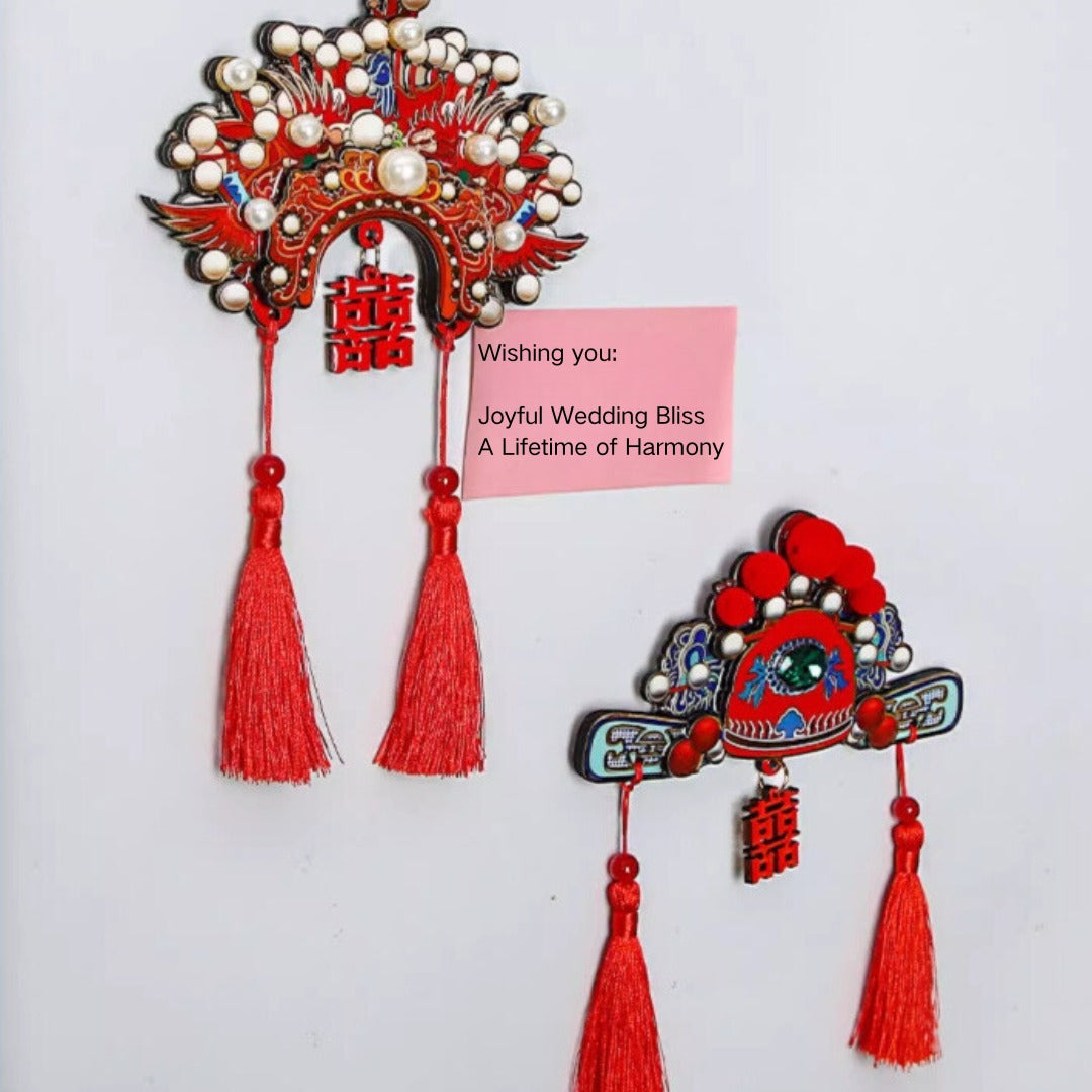 Vintage Chinese-style wedding headdress-shaped refrigerator magnet