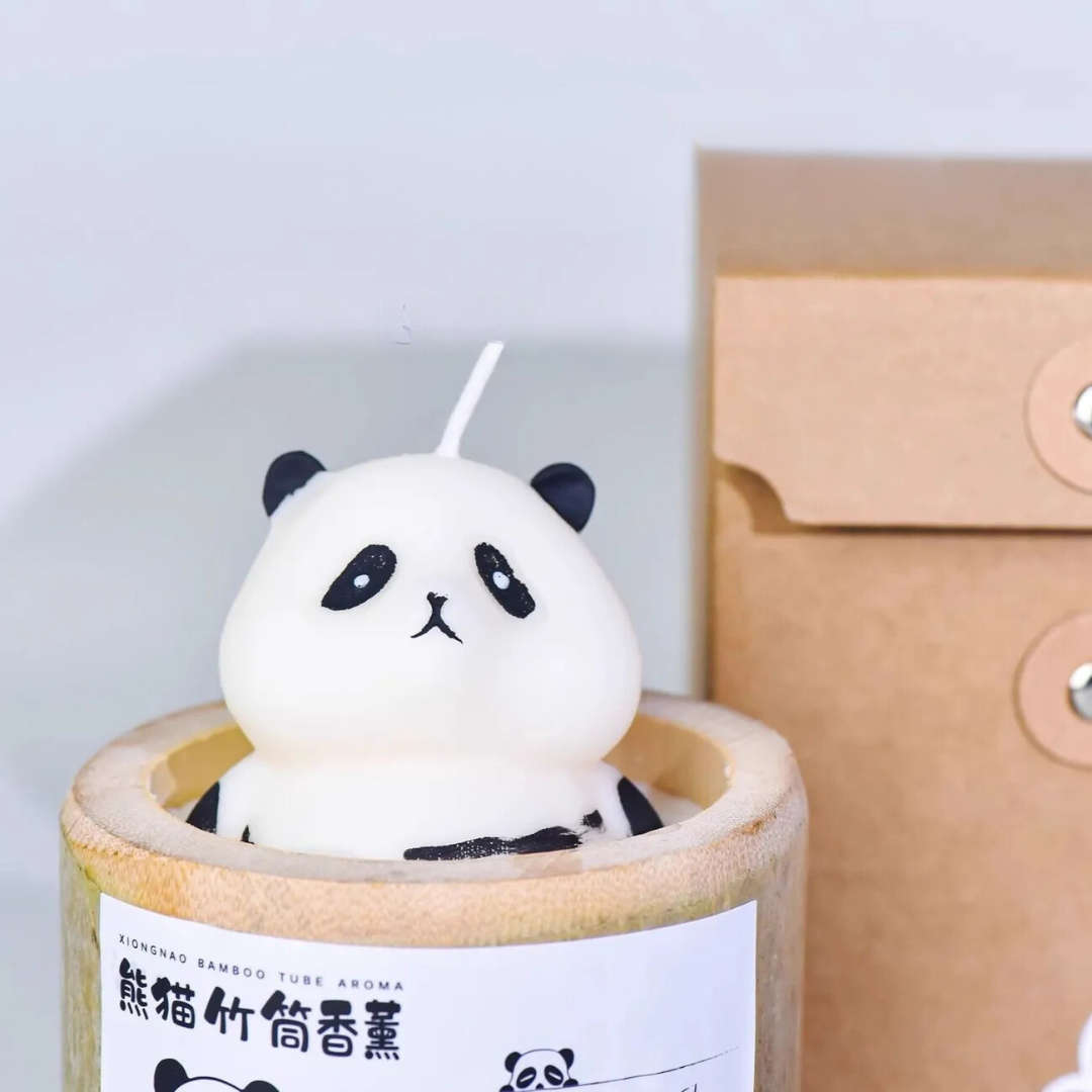 Bamboo Tube Panda Scented Candle - Aromatherapy Gift Set with Soy Wax and Essential Oils