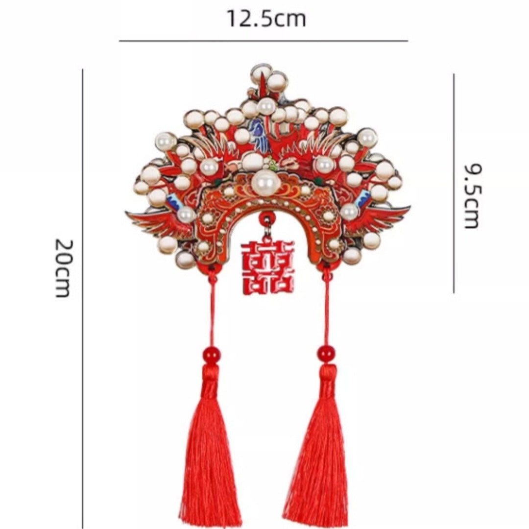 Vintage Chinese-style wedding headdress-shaped refrigerator magnet