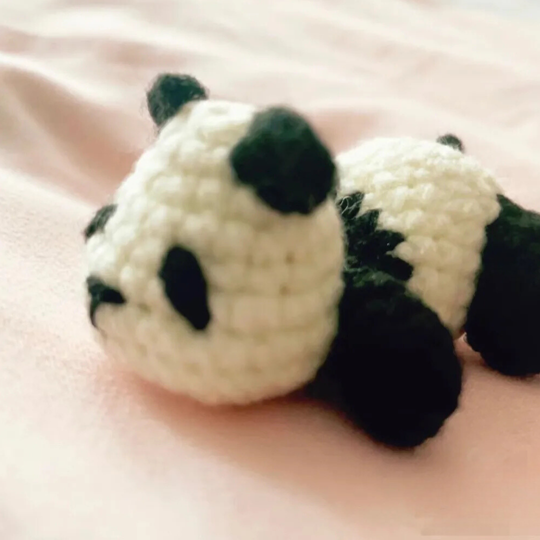 Yarn Crochet Panda Kit - DIY Mini Panda Keychain Plush Toy Materials