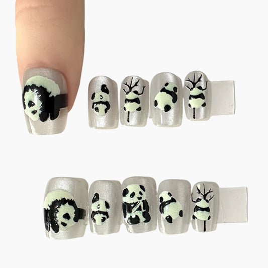 Handcrafted Panda Style Cat-Eye Nail Wrap