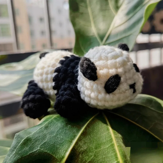 Yarn Crochet Panda Kit - DIY Mini Panda Keychain Plush Toy Materials