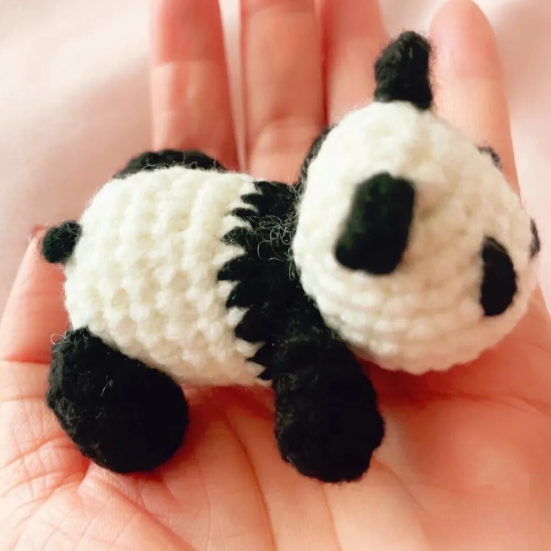 Yarn Crochet Panda Kit - DIY Mini Panda Keychain Plush Toy Materials