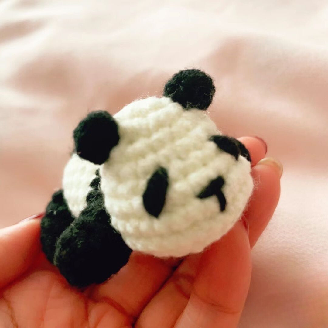 Yarn Crochet Panda Kit - DIY Mini Panda Keychain Plush Toy Materials