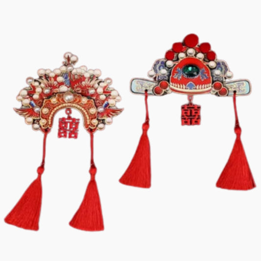 Vintage Chinese-style wedding headdress-shaped refrigerator magnet