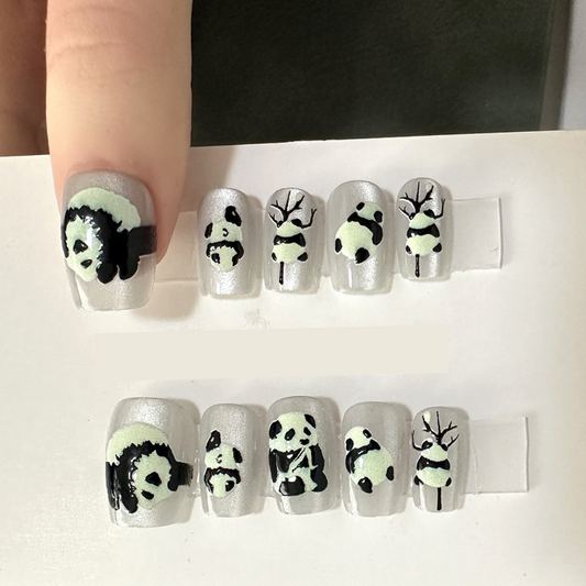 Handcrafted Panda Style Cat-Eye Nail Wrap