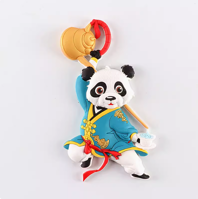 Panda with Tea style refrigerator magnet